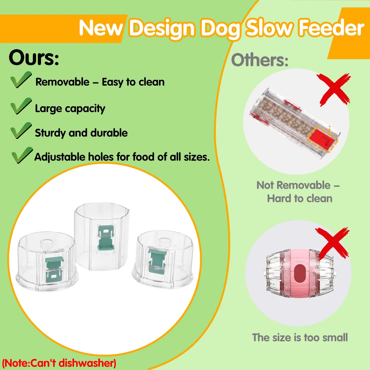 GOYJOY Pet Food Dispenser Turn Cylinder, Universal Cat Dog Puzzle Toy, Slow Feeder Hide Treats, Self-Entertainment Meal Holder