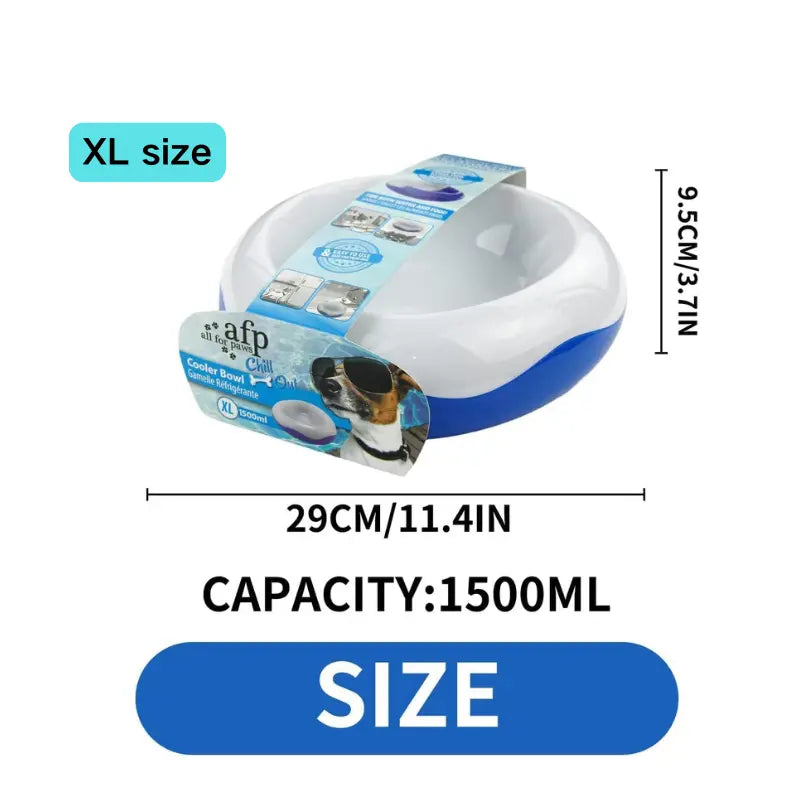 All for Paws Chill Out Cooler Food Bowl Large 500Ml - Blue & White Pet Dish for Cooling Food