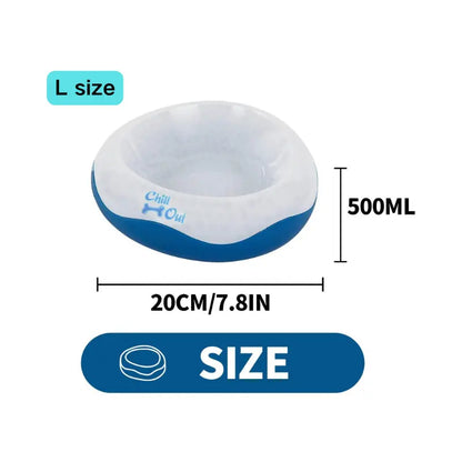 All for Paws Chill Out Cooler Food Bowl Large 500Ml - Blue & White Pet Dish for Cooling Food