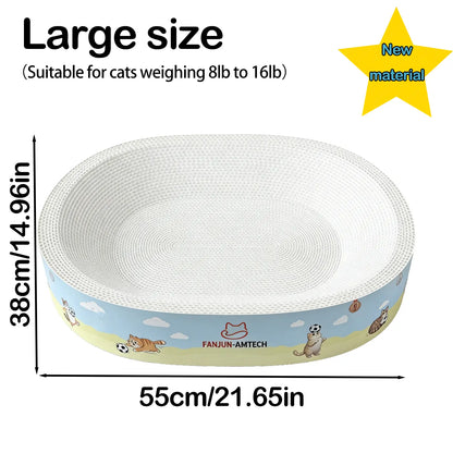 Tiktokshopmemorialday Cartoon Print High-Strength Cat Scratching Board - Oval Large Space, Debris-Free, Anti-Slip Safe Scratcher for All Cats Cat Furniture Cool Cat Stuff Cat Stuff for Indoor