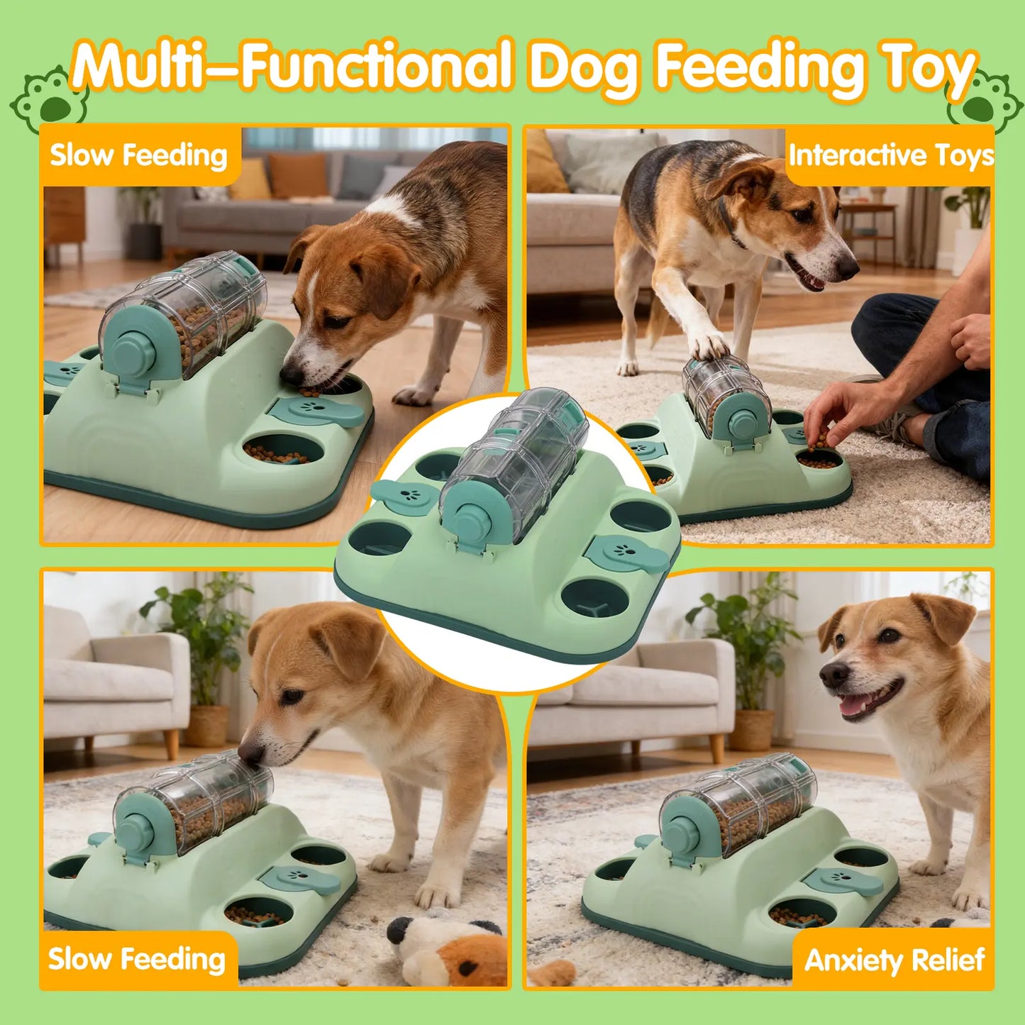 GOYJOY Pet Food Dispenser Turn Cylinder, Universal Cat Dog Puzzle Toy, Slow Feeder Hide Treats, Self-Entertainment Meal Holder
