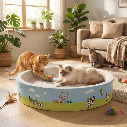 【Tiktokshopmemorialday】Versatile round Cat Scratching Nest, 2-In-1 Cat Scratcher Bed for Sleeping & Playing, Premium High-Hardness Cardboard Cat Furniture for Small to Large Cats Cat Furniture Cool Cat Stuff Cat Stuff for Indoor