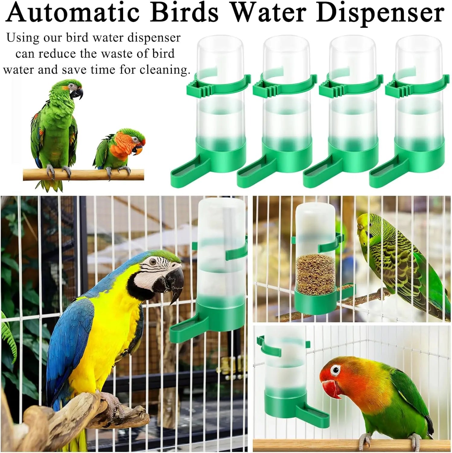Bird Water Feeder Plastic Drinker Feeder Water Clip for Parrots Budgie Cockatiel Lovebirds Outdoorfun
