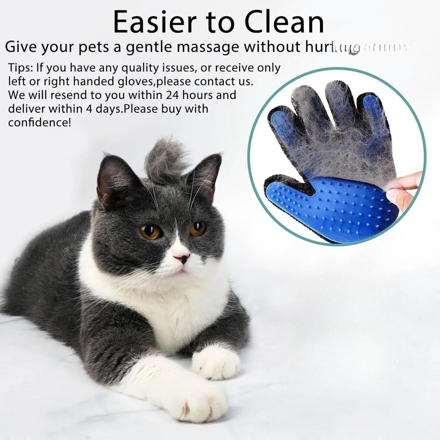 Professional Cat Grooming Glove Brush with 259 Silicone Tips - Eco-Friendly Pet Hair Remover Tool for Dogs, Cats, and Horses, Featuring Breathable Mesh Design and Adjustable Wrist Strap