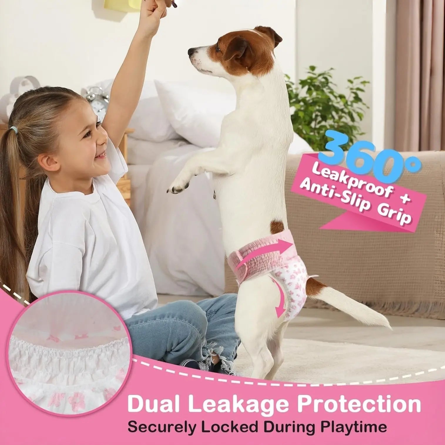 Dono Disposable Pull It up Female Dog Diapers, 360° Stretchy Waist Puppy Diapers, Super-Absorbent Doggie Diapers with Rapid-Dry Technology Leak-Proof Design for Doggy in Heat Period,Perfect for Summervibes and Petlovers