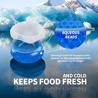 All for Paws Chill Out Cooler Food Bowl Large 500Ml - Blue & White Pet Dish for Cooling Food