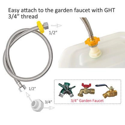 Automatic Chicken Waterer with Float Valve - 3 Gallon Poultry Water Dispenser for Chicken Coop, No Spill Design for Hens, Ducks, Quails