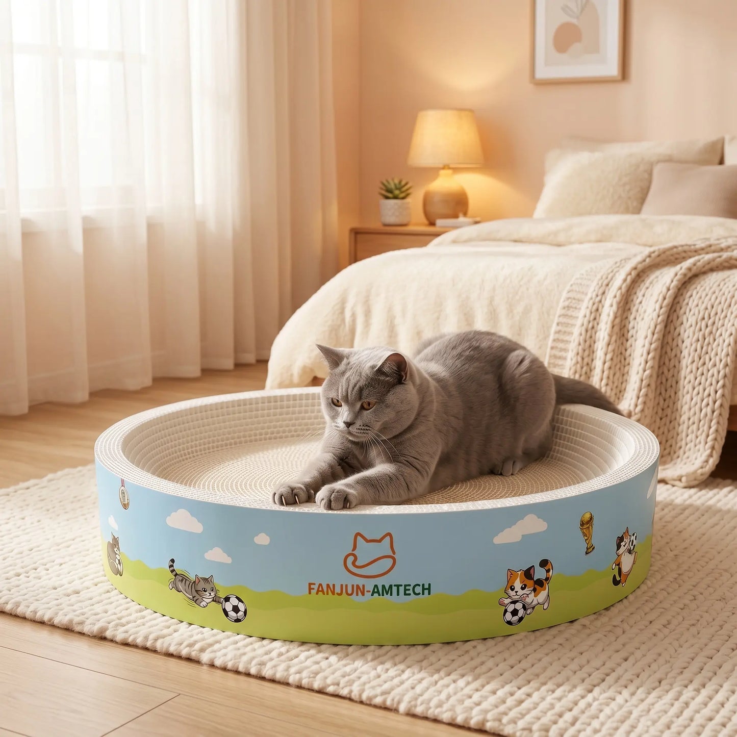 【Tiktokshopmemorialday】Versatile round Cat Scratching Nest, 2-In-1 Cat Scratcher Bed for Sleeping & Playing, Premium High-Hardness Cardboard Cat Furniture for Small to Large Cats Cat Furniture Cool Cat Stuff Cat Stuff for Indoor