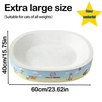Tiktokshopmemorialday Cartoon Print High-Strength Cat Scratching Board - Oval Large Space, Debris-Free, Anti-Slip Safe Scratcher for All Cats Cat Furniture Cool Cat Stuff Cat Stuff for Indoor