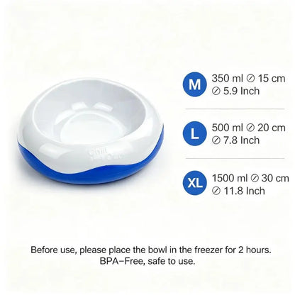 All for Paws Chill Out Cooler Food Bowl Large 500Ml - Blue & White Pet Dish for Cooling Food