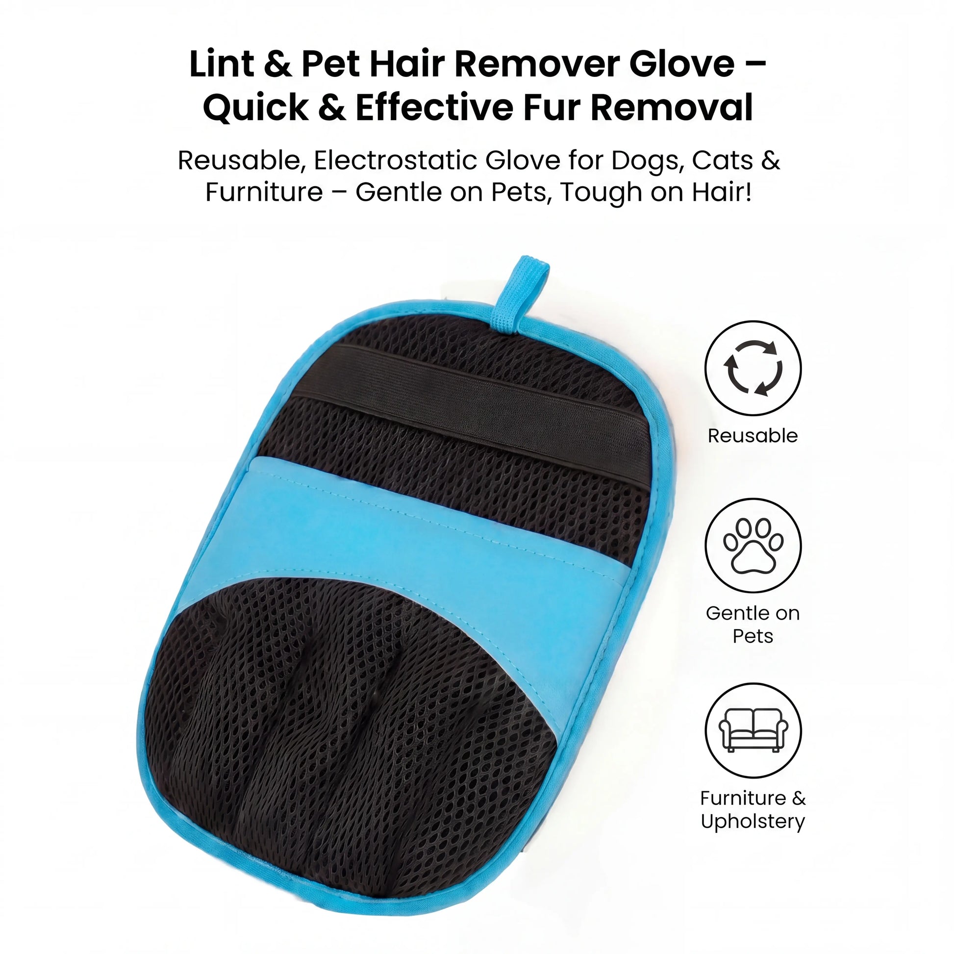 Nuzzlebox Magic Pet Hair Remover Glove – Reusable Electrostatic Fur Eraser for Cats & Dogs, Washable & Multi-Surface (Furniture, Couch, Clothes)