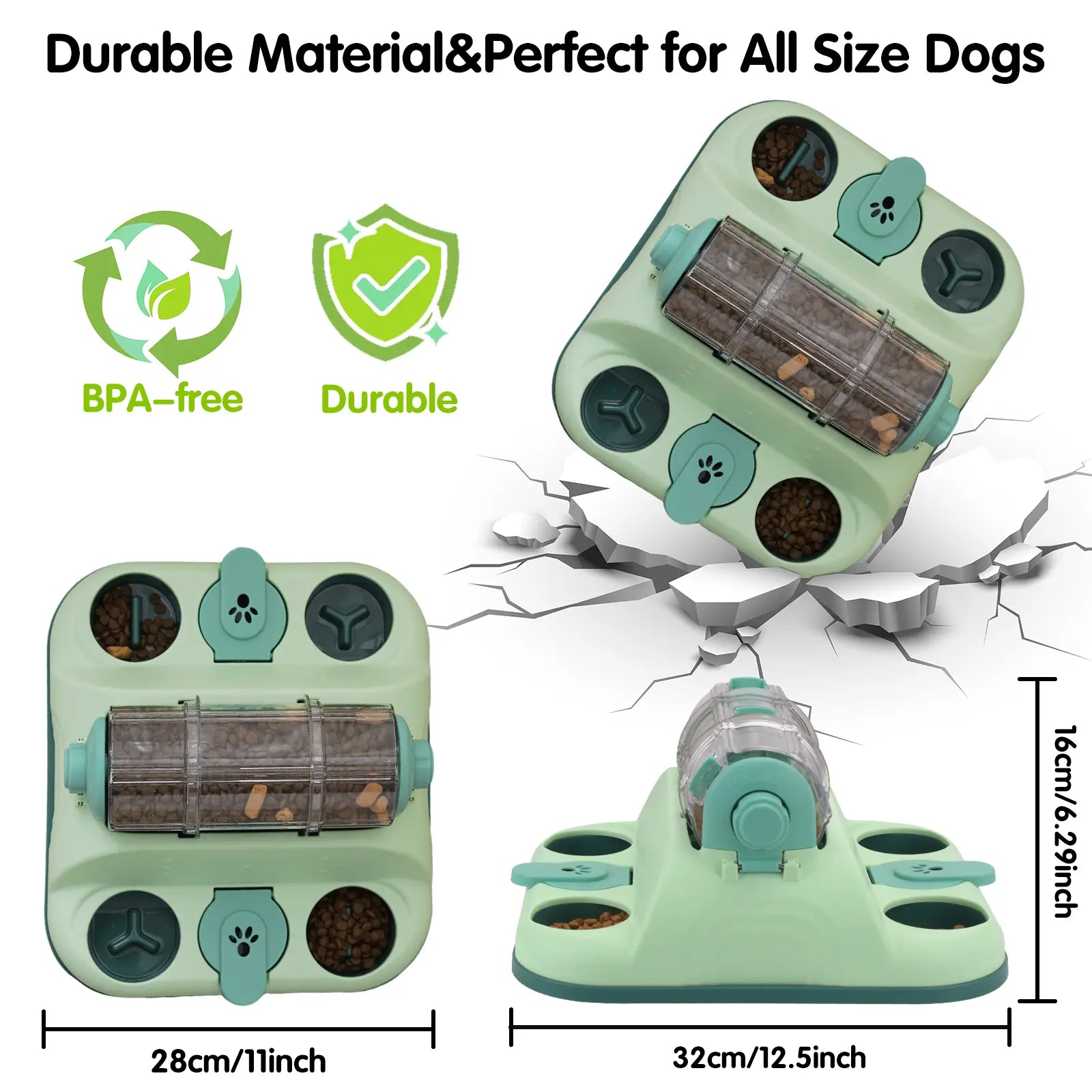 GOYJOY Pet Food Dispenser Turn Cylinder, Universal Cat Dog Puzzle Toy, Slow Feeder Hide Treats, Self-Entertainment Meal Holder