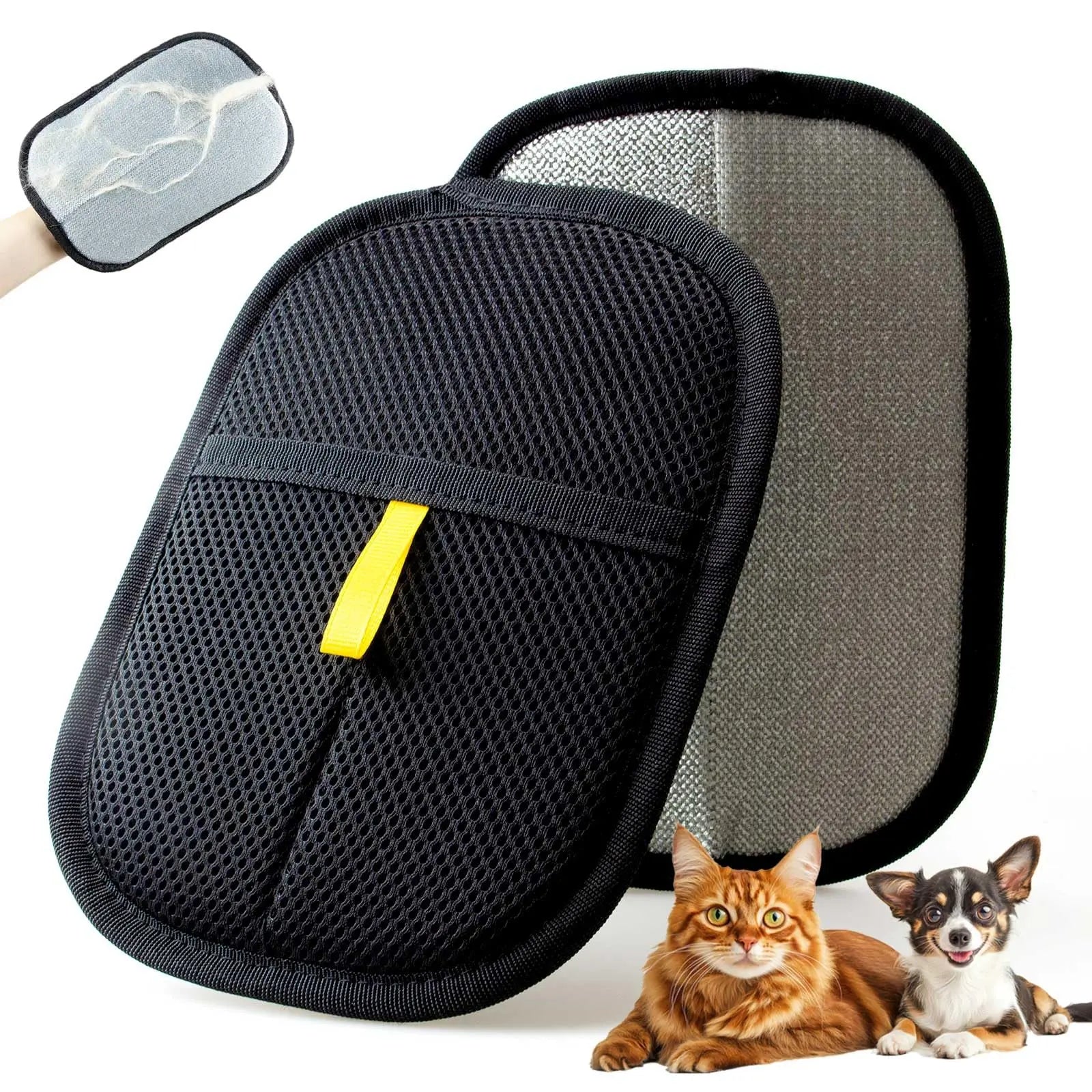 Pet Hair Removal Glove - Electrostatic Cat Dog Hair Remover Glove, Reusable Magic Brush Pet Hair Remover Tool for Couch, Carpet, and Car Seat (Black,1 Pack)