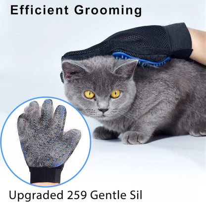Professional Cat Grooming Glove Brush with 259 Silicone Tips - Eco-Friendly Pet Hair Remover Tool for Dogs, Cats, and Horses, Featuring Breathable Mesh Design and Adjustable Wrist Strap