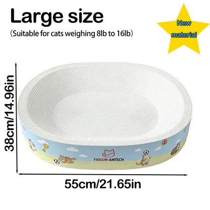 Tiktokshopmemorialday Cartoon Print High-Strength Cat Scratching Board - Oval Large Space, Debris-Free, Anti-Slip Safe Scratcher for All Cats Cat Furniture Cool Cat Stuff Cat Stuff for Indoor