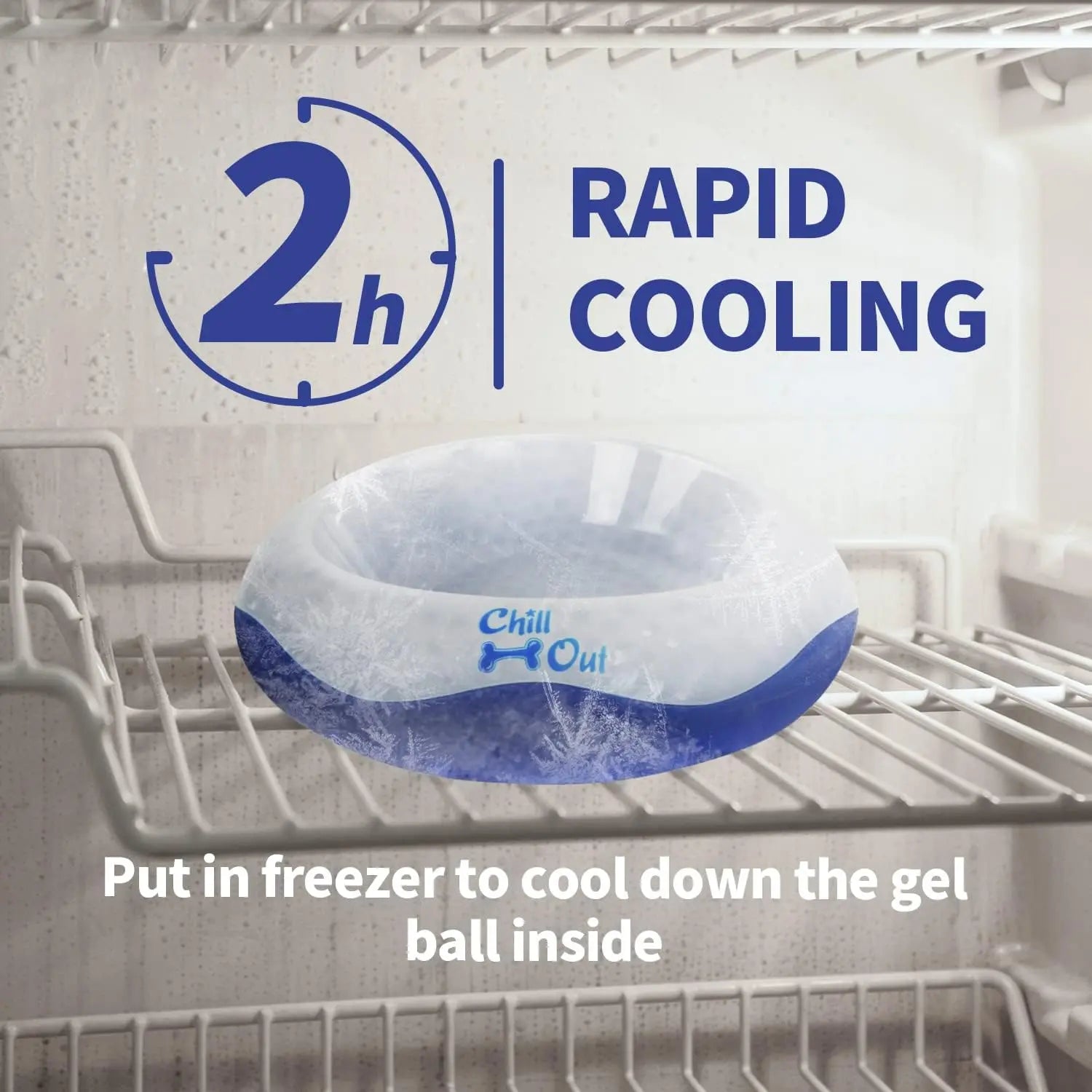 All for Paws Chill Out Cooler Food Bowl Large 500Ml - Blue & White Pet Dish for Cooling Food