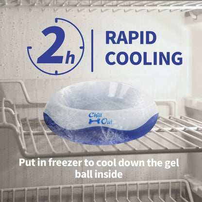 All for Paws Chill Out Cooler Food Bowl Large 500Ml - Blue & White Pet Dish for Cooling Food